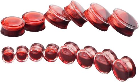 Longbeauty 2Pcs Acrylic Red Liquid Blood Double Flare Ear Tunnels Expander Plugs Stretcher Gauge 0g-5/8 in Kuwait