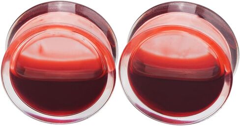 Longbeauty 2Pcs Acrylic Red Liquid Blood Double Flare Ear Tunnels Expander Plugs Stretcher Gauge 0g-5/8 in Kuwait