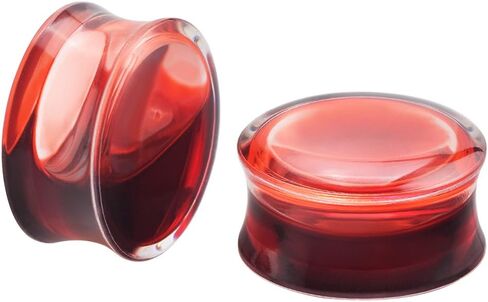 Longbeauty 2Pcs Acrylic Red Liquid Blood Double Flare Ear Tunnels Expander Plugs Stretcher Gauge 0g-5/8 in Kuwait