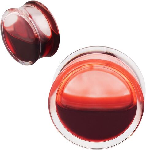 Longbeauty 2Pcs Acrylic Red Liquid Blood Double Flare Ear Tunnels Expander Plugs Stretcher Gauge 0g-5/8 in Kuwait