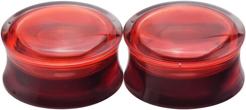 Longbeauty 2Pcs Acrylic Red Liquid Blood Double Flare Ear Tunnels Expander Plugs Stretcher Gauge 0g-5/8 in Kuwait