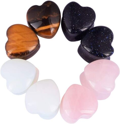 Oyaface 8 PCS Natural Stone Ear Plugs Set Piercing Gauges Black Pink Blue White in Saudi Arabia