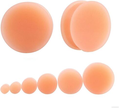 Pair of Peach/Flesh Skin Tone Silicone Double Flared Plugs Hiding Hide Hider Retainer Ear Gauges Body Piercing Jewelry in Saudi Arabia