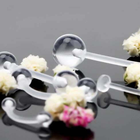 45 قطعة من أدوات ثقب الجسم الشفافة من CrazyPiercing، حلقات بطن الأنف واللسان والحلمة والبطن المتنوعة من البلاستيك الشفاف مجوهرات ثقب الجسم للنساء والرجال in Saudi Arabia