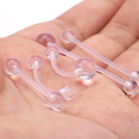 45 قطعة من أدوات ثقب الجسم الشفافة من CrazyPiercing، حلقات بطن الأنف واللسان والحلمة والبطن المتنوعة من البلاستيك الشفاف مجوهرات ثقب الجسم للنساء والرجال in Saudi Arabia