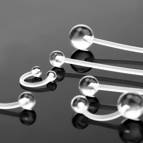 45 قطعة من أدوات ثقب الجسم الشفافة من CrazyPiercing، حلقات بطن الأنف واللسان والحلمة والبطن المتنوعة من البلاستيك الشفاف مجوهرات ثقب الجسم للنساء والرجال in Saudi Arabia