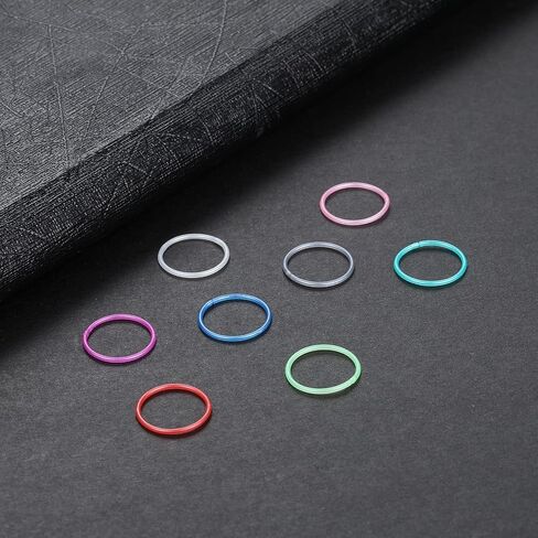 Oveta 8-32PCS 16G/20G Nose Rings Hoop Retainer Colorful Clear Bioflex Acrylic Septum Rings Cartilage Tragus Earrings Piercing Retainer Seamless Ring Hoop 5/16'' or 3/8'' in Saudi Arabia