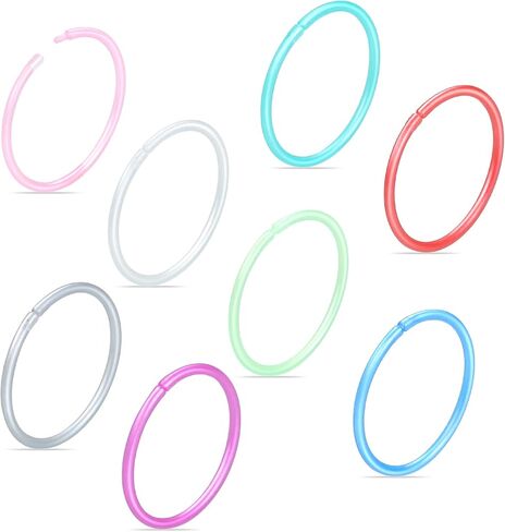 Oveta 8-32PCS 16G/20G Nose Rings Hoop Retainer Colorful Clear Bioflex Acrylic Septum Rings Cartilage Tragus Earrings Piercing Retainer Seamless Ring Hoop 5/16'' or 3/8'' in Saudi Arabia