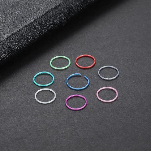 Oveta 8-32PCS 16G/20G Nose Rings Hoop Retainer Colorful Clear Bioflex Acrylic Septum Rings Cartilage Tragus Earrings Piercing Retainer Seamless Ring Hoop 5/16'' or 3/8'' in Saudi Arabia