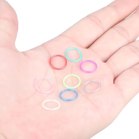 Oveta 8-32PCS 16G/20G Nose Rings Hoop Retainer Colorful Clear Bioflex Acrylic Septum Rings Cartilage Tragus Earrings Piercing Retainer Seamless Ring Hoop 5/16'' or 3/8'' in Saudi Arabia
