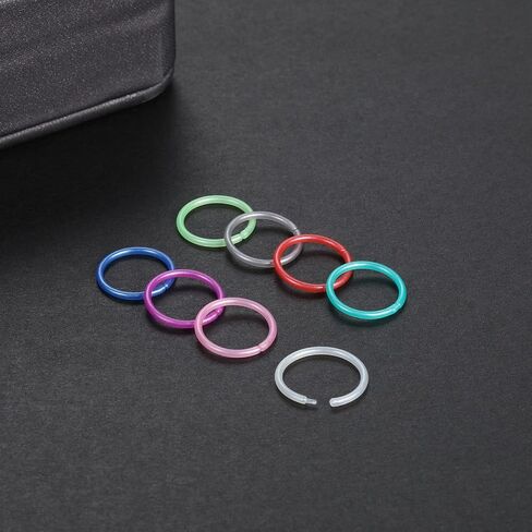 Oveta 8-32PCS 16G/20G Nose Rings Hoop Retainer Colorful Clear Bioflex Acrylic Septum Rings Cartilage Tragus Earrings Piercing Retainer Seamless Ring Hoop 5/16'' or 3/8'' in Saudi Arabia