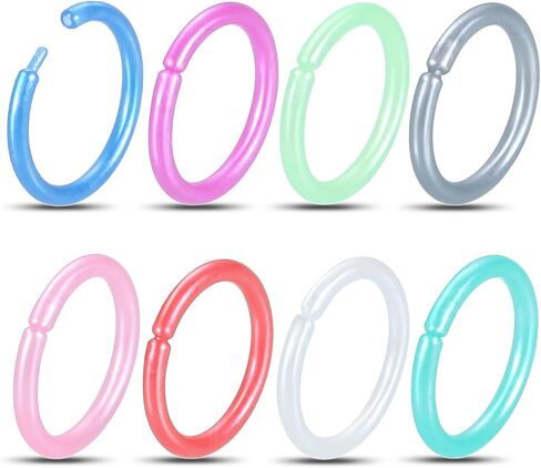 Oveta 8-32PCS 16G/20G Nose Rings Hoop Retainer Colorful Clear Bioflex Acrylic Septum Rings Cartilage Tragus Earrings Piercing Retainer Seamless Ring Hoop 5/16'' or 3/8'' in Kuwait