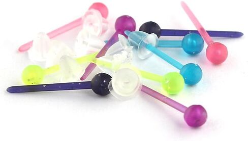 Ruifan Ball Flat Flexible Bioplast PVC Plastic Blank Ear Nose Pin Bone Stud Nickel Free Earrings Piercing Retainers 20G in Saudi Arabia