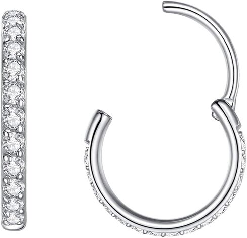LOVEBODYJEWELRY 316L Surgical Steel Seamless Nose Ring Cartilage Hoop Silver/Gold/Rose Gold/Black 16G 18G 20G 6mm-12mm CZ Paved Helix Rook Tragus Lobe Body Pierecing Jewelry Segment Clicker Lip Rings Rook Earrings in Saudi Arabia