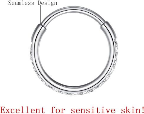 LOVEBODYJEWELRY 316L Surgical Steel Seamless Nose Ring Cartilage Hoop Silver/Gold/Rose Gold/Black 16G 18G 20G 6mm-12mm CZ Paved Helix Rook Tragus Lobe Body Pierecing Jewelry Segment Clicker Lip Rings Rook Earrings in Saudi Arabia