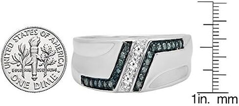 Dazzlingrock Collection Sterling Silver Mens Round Blue Color Enhanced Diamond Wedding Band 1/5 ctw in Kuwait