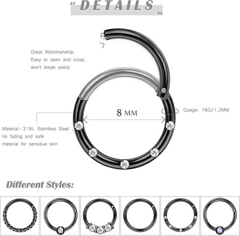FIBO STEEL الغضروف هوب الأقراط للرجال النساء الفولاذ المقاوم للصدأ CBR يتوقف الفرس الأنف الدائري الحلزون الحاجز الأريكة Daith الشفاه الزنمة ثقب النائم أقراط مجموعة مجوهرات in Kuwait