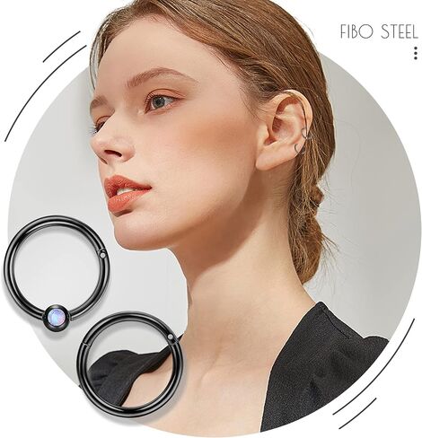 FIBO STEEL الغضروف هوب الأقراط للرجال النساء الفولاذ المقاوم للصدأ CBR يتوقف الفرس الأنف الدائري الحلزون الحاجز الأريكة Daith الشفاه الزنمة ثقب النائم أقراط مجموعة مجوهرات in Kuwait
