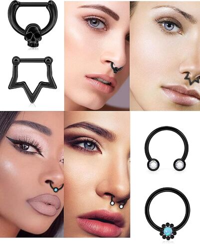 Vsnnsns 16G الحاجز المجوهرات الحاجز الدائري ثقب المجوهرات الحاجز الفرس الدائري وحصان الحديد الفولاذ المقاوم للصدأ حلقة الحاجز الأنف خواتم هوب ثقب المجوهرات للرجال النساء 10 مم 12 قطعة in Kuwait