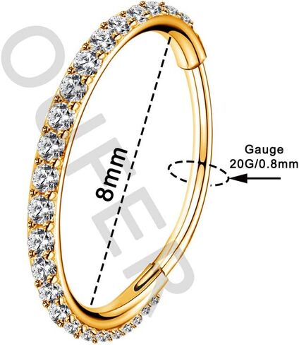OUFER Gold Hinged Segment Earring Hoop 16G Stainless Steel with Cartilage Earrings Clear CZ Paved Tragus Helix Earrings Cartilage Earring Septum Nose Ring Hoop in Saudi Arabia