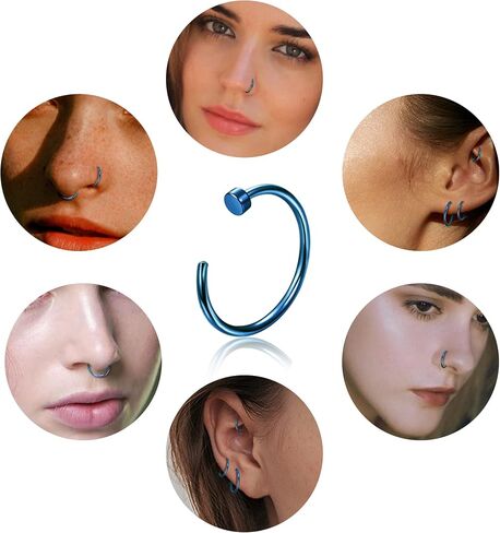 Drperfect 20G 36PCS 316L الفولاذ المقاوم للصدأ الأنف الدائري هوب الأنف ثقب المجوهرات للنساء والرجال in Kuwait