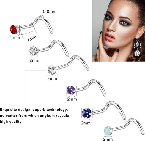 حلقات الأنف من ONESING للنساء، مجوهرات ثقب الأنف، حلقات الأنف الفضية، 20 جرام، حلقات الأنف الجراحية، حلقات الأنف، حلقات الأنف على شكل حرف L، مسمار من الفولاذ المقاوم للصدأ، ثقب الأنف للنساء والرجال in Kuwait