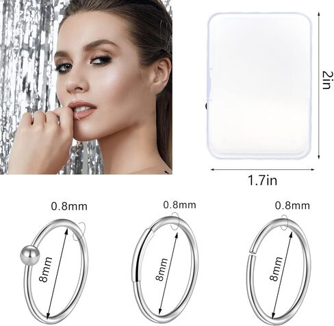 ONESING Nose Rings for Women Nose Piercing Jewelry Silver Nose Rings Studs 20G Surgical Nose Rings Hoops Nose Rings L Shaped Studs Screw Stainless Steel Nose Piercings for Women Men in Kuwait