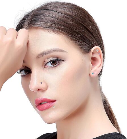 Jstyle 20-30 قطعة 16 جرام للأمام هيليكس غضروف Tragus أقراط داخلية مترابطة الشفاه مونرو حلقة الحديد الجسم ثقب المجوهرات in Saudi Arabia