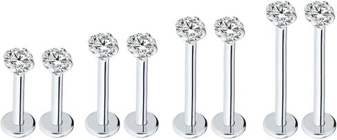 Injoy Jewelry 16G Stainless Steel 3mm CZ Lip Studs Labret Monroe Nose Tragus Helix Ear Piercing Jewelry in Saudi Arabia