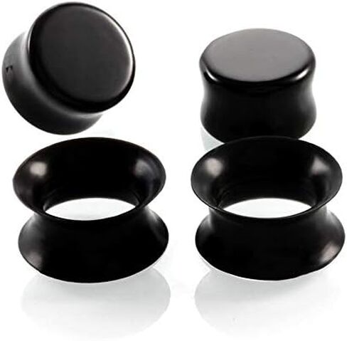 HQLA 2 Pairs Black Natural Obsidian Stone/Ultra-Thin Silicone Ear Gauges Plugs Tunnels Expanders Stretcher Body Piercing Jewelry,2g-5/8''(6mm-16mm) … in Saudi Arabia