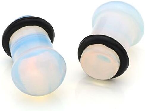 Jovivi Set of 4 Pairs Single Flare Natural Semi-Precious Stone Mushroom Saddle Plugs with O-Ring Stretcher Expander Gauges Kit 2G-5/8 in Saudi Arabia