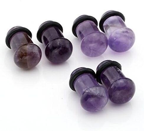Jovivi Set of 4 Pairs Single Flare Natural Semi-Precious Stone Mushroom Saddle Plugs with O-Ring Stretcher Expander Gauges Kit 2G-5/8 in Saudi Arabia