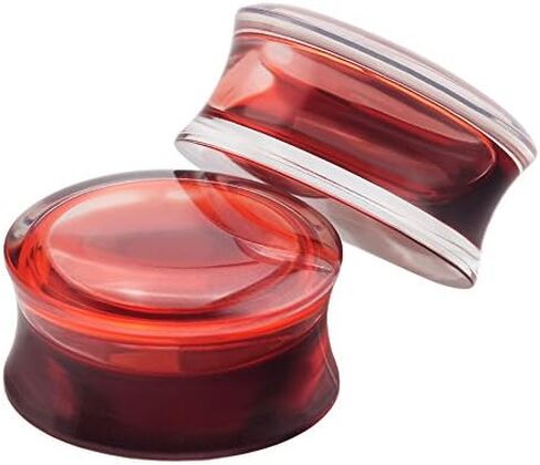 Longbeauty 2Pcs Acrylic Red Liquid Blood Double Flare Ear Tunnels Expander Plugs Stretcher Gauge 0g-5/8 in Kuwait