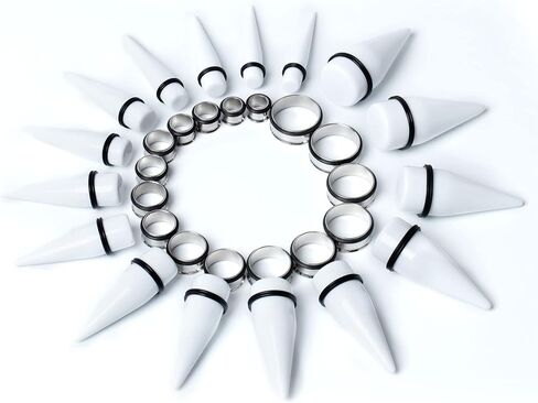 CABBE KALLO 32 PCS 00G - 24mm Ear Taper Kit Gauge Stretching Kit Stainless steel Tapers Tunnels Plugs Piercing Jewelry in Saudi Arabia