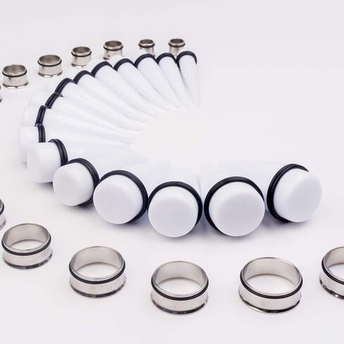 CABBE KALLO 32 PCS 00G - 24mm Ear Taper Kit Gauge Stretching Kit Stainless steel Tapers Tunnels Plugs Piercing Jewelry in Saudi Arabia
