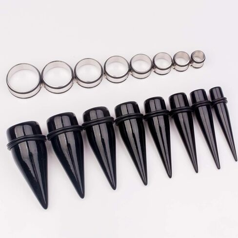 CABBE KALLO 32 PCS 00G - 24mm Ear Taper Kit Gauge Stretching Kit Stainless steel Tapers Tunnels Plugs Piercing Jewelry in Kuwait