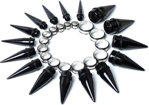 CABBE KALLO 32 PCS 00G - 24mm Ear Taper Kit Gauge Stretching Kit Stainless steel Tapers Tunnels Plugs Piercing Jewelry in Kuwait