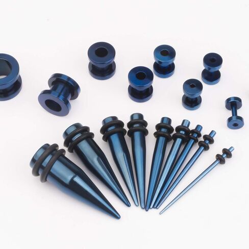 CABBE KALLO 36 pcs 14G-00G Ear Stretching Kit Stainless Steel Tapers Screw Fit Tunnels Set Piercing Body Jewelry in Saudi Arabia