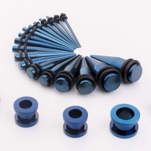 CABBE KALLO 36 pcs 14G-00G Ear Stretching Kit Stainless Steel Tapers Screw Fit Tunnels Set Piercing Body Jewelry in Saudi Arabia