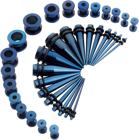 CABBE KALLO 36 pcs 14G-00G Ear Stretching Kit Stainless Steel Tapers Screw Fit Tunnels Set Piercing Body Jewelry in Saudi Arabia