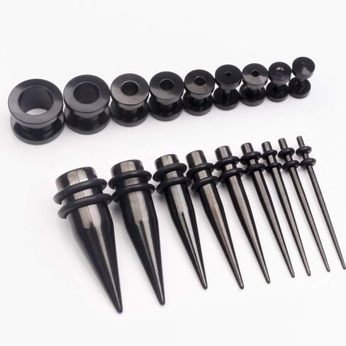 CABBE KALLO 36 pcs 14G-00G Ear Stretching Kit Stainless Steel Tapers Screw Fit Tunnels Set Piercing Body Jewelry in Kuwait