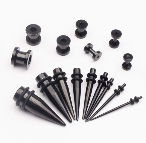 CABBE KALLO 36 pcs 14G-00G Ear Stretching Kit Stainless Steel Tapers Screw Fit Tunnels Set Piercing Body Jewelry in Kuwait