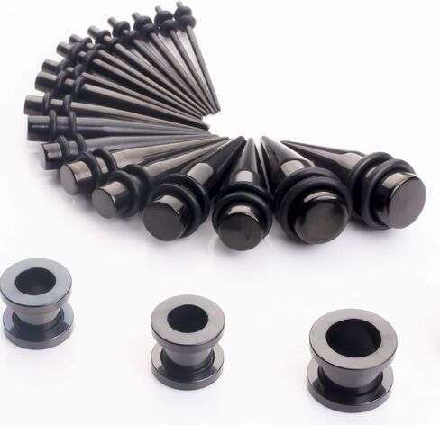 CABBE KALLO 36 pcs 14G-00G Ear Stretching Kit Stainless Steel Tapers Screw Fit Tunnels Set Piercing Body Jewelry in Kuwait