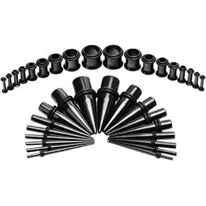 vcmart 14G-00G 36 pcs Ear Gauges Stretching Kit Tapers Plugs Eyelets Implant Grade Steel in Saudi Arabia