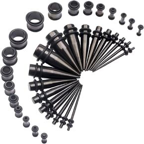 14G-00G 36pcs Ear Gauges Stretching Kit Surgical Steel Tapers Tunnels Plugs Piercing Set Body Jewelry in Kuwait