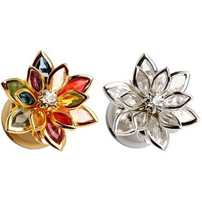 KUBOOZ Fashion Colorful Dream Flower Elegant Ear Plugs Tunnels Gauges Stretcher Piercings Jewelry in Saudi Arabia