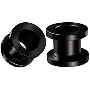 BIG GAUGES Pair of 316L Surgical Steel Black Anodized Screw-fit Piercing Jewelry Ear Stretching Lobe Plugs Flesh Tunnel Earring in Kuwait