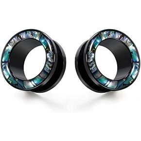 KUBOOZ Ear Plug Tunnel Gauge Stretcher Piercing Green Seashell Floral Stainless Steel Screw in Saudi Arabia
