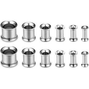 SCERRING 12PCS Screw Ear Tunnels Stretching Kit Stainless Steel Gauge Plugs Set Double Flared Expanders 8G-00G in Saudi Arabia