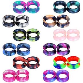 Stuppendux 24PCS Silicone Flexible Ear Tunnels Gauges Plugs Stretchers Expander Double Flared Flesh Tunnels Ear Piercing Jewelry in Saudi Arabia